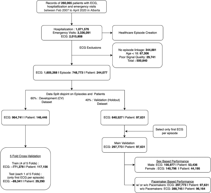 Development and validation of machine learning algorithms based on electrocardiograms for cardiovascular diagnoses at the population level