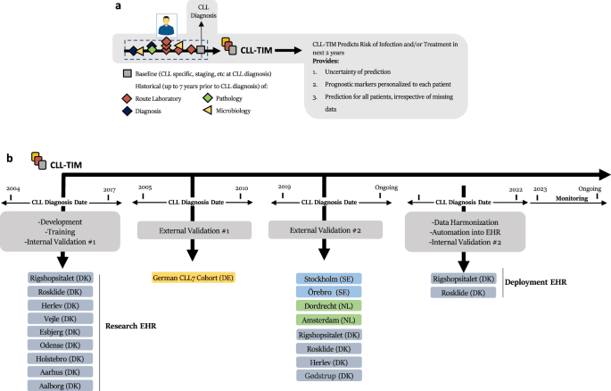 Deployment and validation of the CLL treatment infection model adjoined to an EHR system