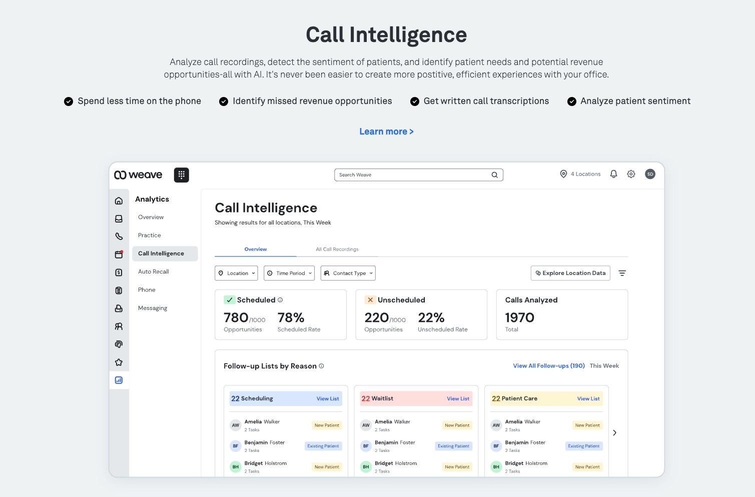 Weave Launches AI-Powered Call Intelligence to Transform Healthcare Practices