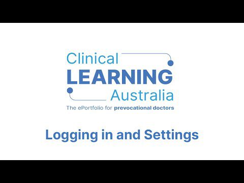 Clinical Learning Australia (CLA) - Log in and Settings