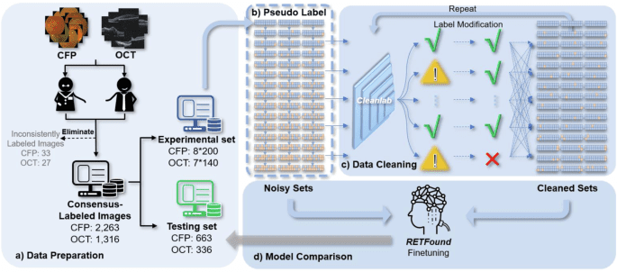Efficiency and safety of automated label cleaning on multimodal retinal images