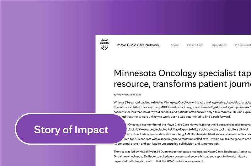 Minnesota Oncology specialist taps Mayo Clinic resource, transforms patient journey