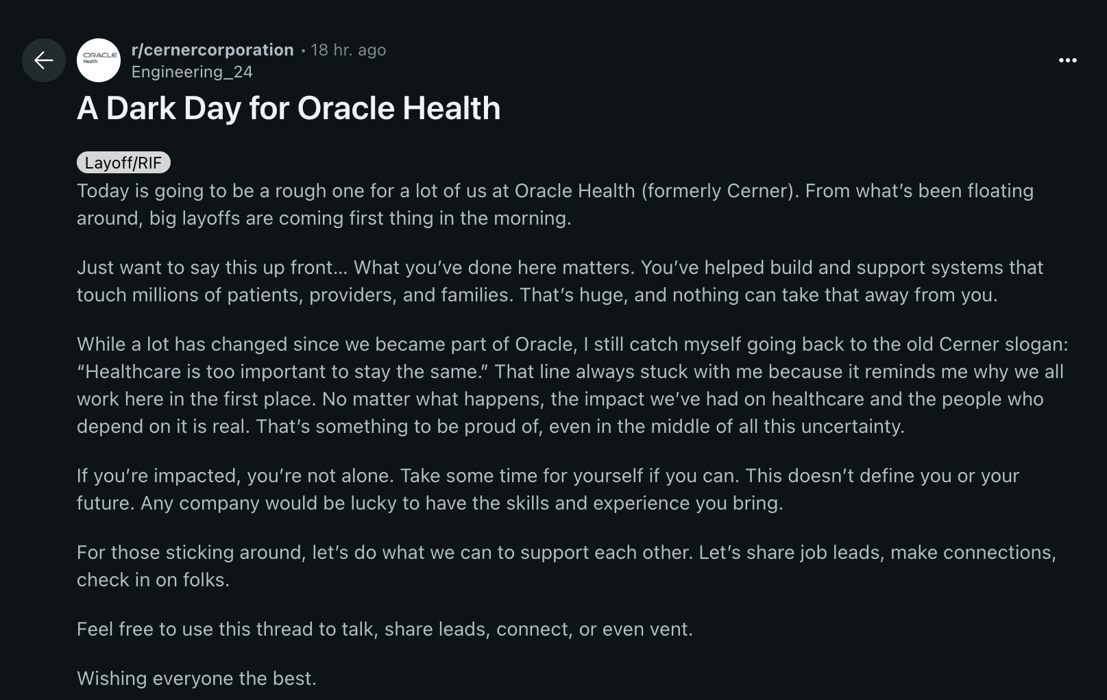 Oracle Confirms Layoffs in Kansas City